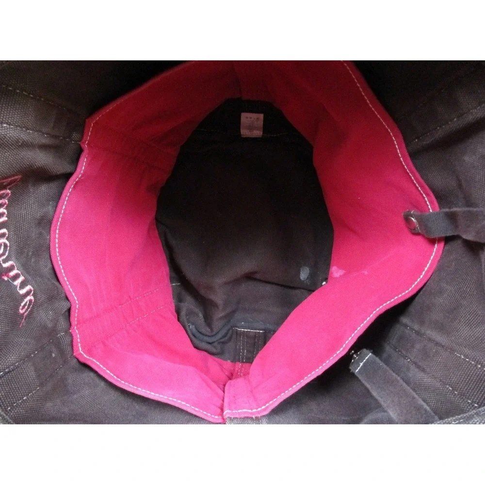 Vintage Y2K Lands End Tote Bag Heavyweight‎ Canvas Brown Pink 